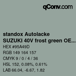 Código de color: standox Autolacke - SUZUKI 40V frost green OEM 2005 | qconv.com