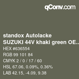Code couleur: standox Autolacke - SUZUKI 44V khaki green OEM 2005 | qconv.com