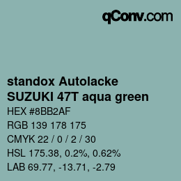 Color code: standox Autolacke - SUZUKI 47T aqua green | qconv.com