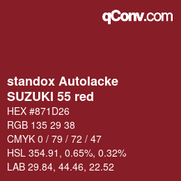 Farbcode: standox Autolacke - SUZUKI 55 red | qconv.com
