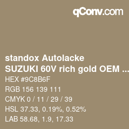 カラーコード: standox Autolacke - SUZUKI 60V rich gold OEM 2005 | qconv.com