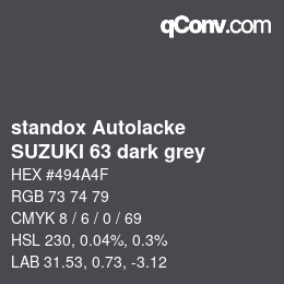 Color code: standox Autolacke - SUZUKI 63 dark grey | qconv.com