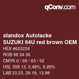Color code: standox Autolacke - SUZUKI 64U red brown OEM 2005 | qconv.com