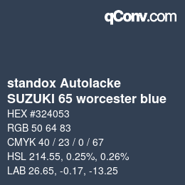 Código de color: standox Autolacke - SUZUKI 65 worcester blue | qconv.com
