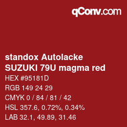 Código de color: standox Autolacke - SUZUKI 79U magma red | qconv.com