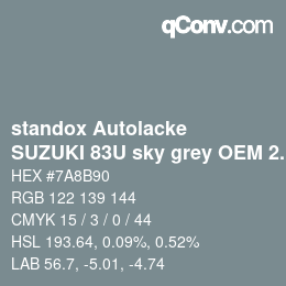 Color code: standox Autolacke - SUZUKI 83U sky grey OEM 2005 | qconv.com