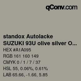 颜色代码: standox Autolacke - SUZUKI 93U olive silver OEM 2005 | qconv.com