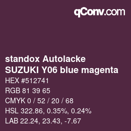 Código de color: standox Autolacke - SUZUKI Y06 blue magenta | qconv.com