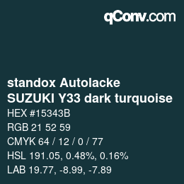 Color code: standox Autolacke - SUZUKI Y33 dark turquoise | qconv.com