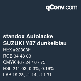 Color code: standox Autolacke - SUZUKI Y87 dunkelblau | qconv.com
