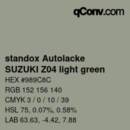 Código de color: standox Autolacke - SUZUKI Z04 light green | qconv.com