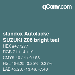 Color code: standox Autolacke - SUZUKI Z06 bright teal | qconv.com