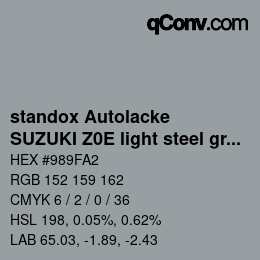 Color code: standox Autolacke - SUZUKI Z0E light steel gray | qconv.com