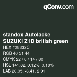 Color code: standox Autolacke - SUZUKI Z1D british green | qconv.com