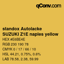 Code couleur: standox Autolacke - SUZUKI Z1E naples yellow | qconv.com