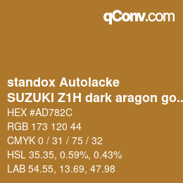 カラーコード: standox Autolacke - SUZUKI Z1H dark aragon gold | qconv.com