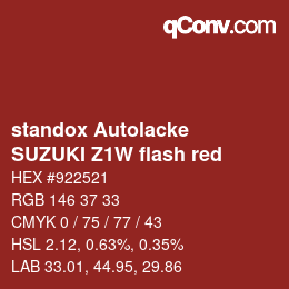 Color code: standox Autolacke - SUZUKI Z1W flash red | qconv.com