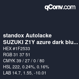 カラーコード: standox Autolacke - SUZUKI Z1Y azure dark blue | qconv.com