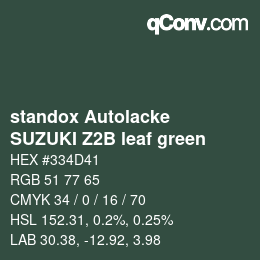 Code couleur: standox Autolacke - SUZUKI Z2B leaf green | qconv.com
