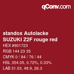 Code couleur: standox Autolacke - SUZUKI Z2F rouge red | qconv.com
