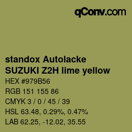 Color code: standox Autolacke - SUZUKI Z2H lime yellow | qconv.com