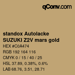 Farbcode: standox Autolacke - SUZUKI Z2V mars gold | qconv.com