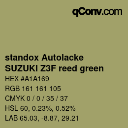 Color code: standox Autolacke - SUZUKI Z3F reed green | qconv.com