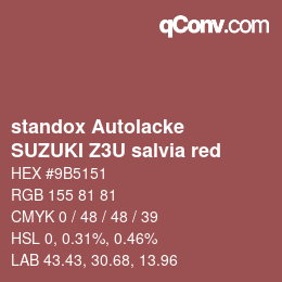 Code couleur: standox Autolacke - SUZUKI Z3U salvia red | qconv.com
