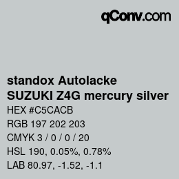 Color code: standox Autolacke - SUZUKI Z4G mercury silver | qconv.com