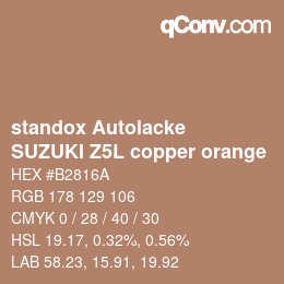 Color code: standox Autolacke - SUZUKI Z5L copper orange | qconv.com