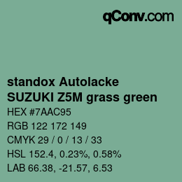 Color code: standox Autolacke - SUZUKI Z5M grass green | qconv.com