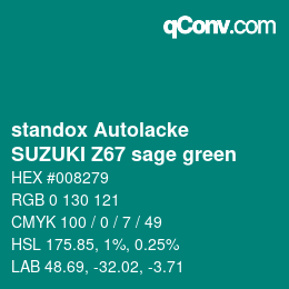 Color code: standox Autolacke - SUZUKI Z67 sage green | qconv.com