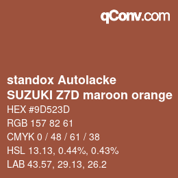 Color code: standox Autolacke - SUZUKI Z7D maroon orange | qconv.com