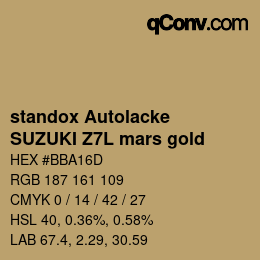 Code couleur: standox Autolacke - SUZUKI Z7L mars gold | qconv.com