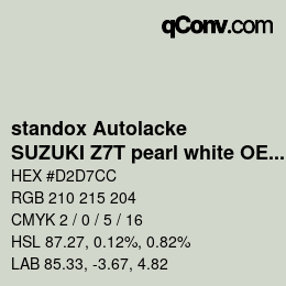 Código de color: standox Autolacke - SUZUKI Z7T pearl white OEM 2005 | qconv.com