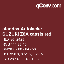 颜色代码: standox Autolacke - SUZUKI Z8A cassis red | qconv.com