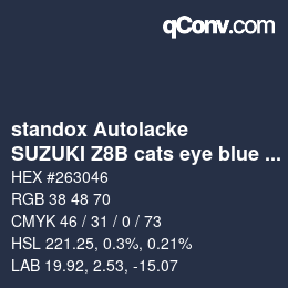 Code couleur: standox Autolacke - SUZUKI Z8B cats eye blue no.3 | qconv.com