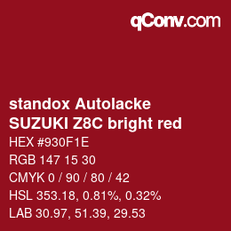Código de color: standox Autolacke - SUZUKI Z8C bright red | qconv.com