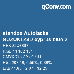 カラーコード: standox Autolacke - SUZUKI Z8D cyprus blue 2 | qconv.com