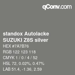 Farbcode: standox Autolacke - SUZUKI Z8S silver | qconv.com