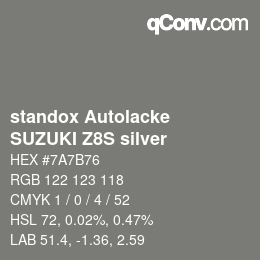 Código de color: standox Autolacke - SUZUKI Z8S silver | qconv.com