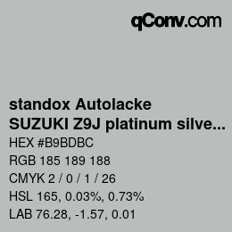 Farbcode: standox Autolacke - SUZUKI Z9J platinum silver | qconv.com