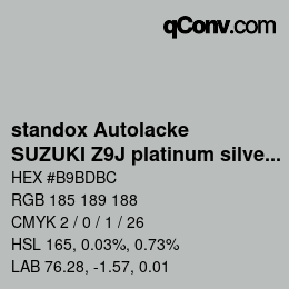 Color code: standox Autolacke - SUZUKI Z9J platinum silver | qconv.com