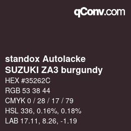 Código de color: standox Autolacke - SUZUKI ZA3 burgundy | qconv.com