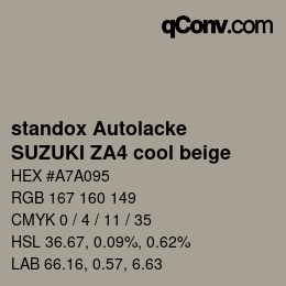 Color code: standox Autolacke - SUZUKI ZA4 cool beige | qconv.com