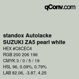 Code couleur: standox Autolacke - SUZUKI ZA5 pearl white | qconv.com