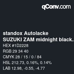 颜色代码: standox Autolacke - SUZUKI ZAM midnight black OEM 2005 | qconv.com