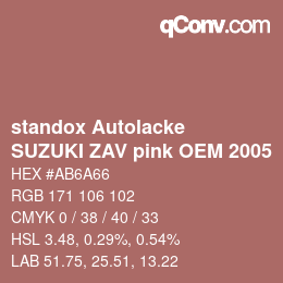 Código de color: standox Autolacke - SUZUKI ZAV pink OEM 2005 | qconv.com