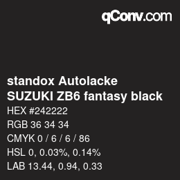 Color code: standox Autolacke - SUZUKI ZB6 fantasy black | qconv.com