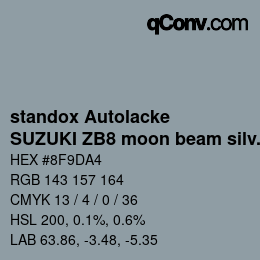 Color code: standox Autolacke - SUZUKI ZB8 moon beam silver | qconv.com